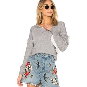 Wildfox Solid Ruffle Sweatshirt in Heather Size L.